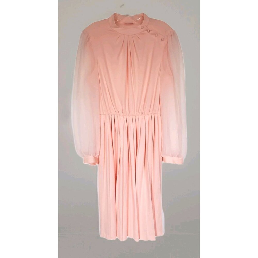 Vintage 1980s Amy Deb Peach Chiffon Sleeve Dress